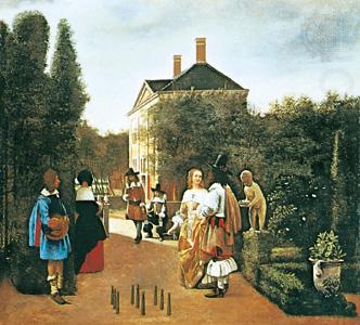 Pieter de Hooch Skittle Players in a Garden china oil painting image